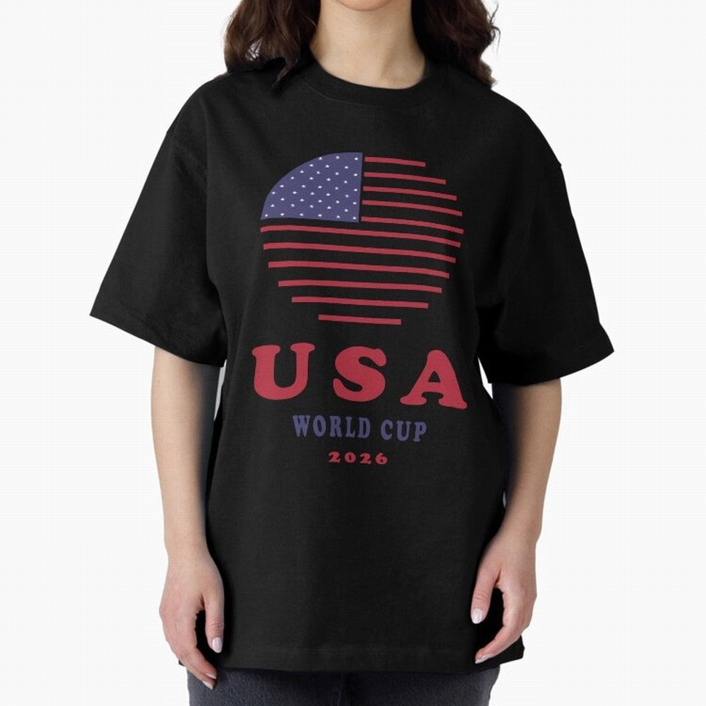 USA World Cup 2026 Soccer Fan Shirt | American Flag Football Retro Patriotic Design Oversized T-Shirt Celebrate the Road through Match Day Hype around FIFA World Cup 2026 USA Canada Mexico, Cristiano Ronaldo, Germany, Tournament Hype, Historic