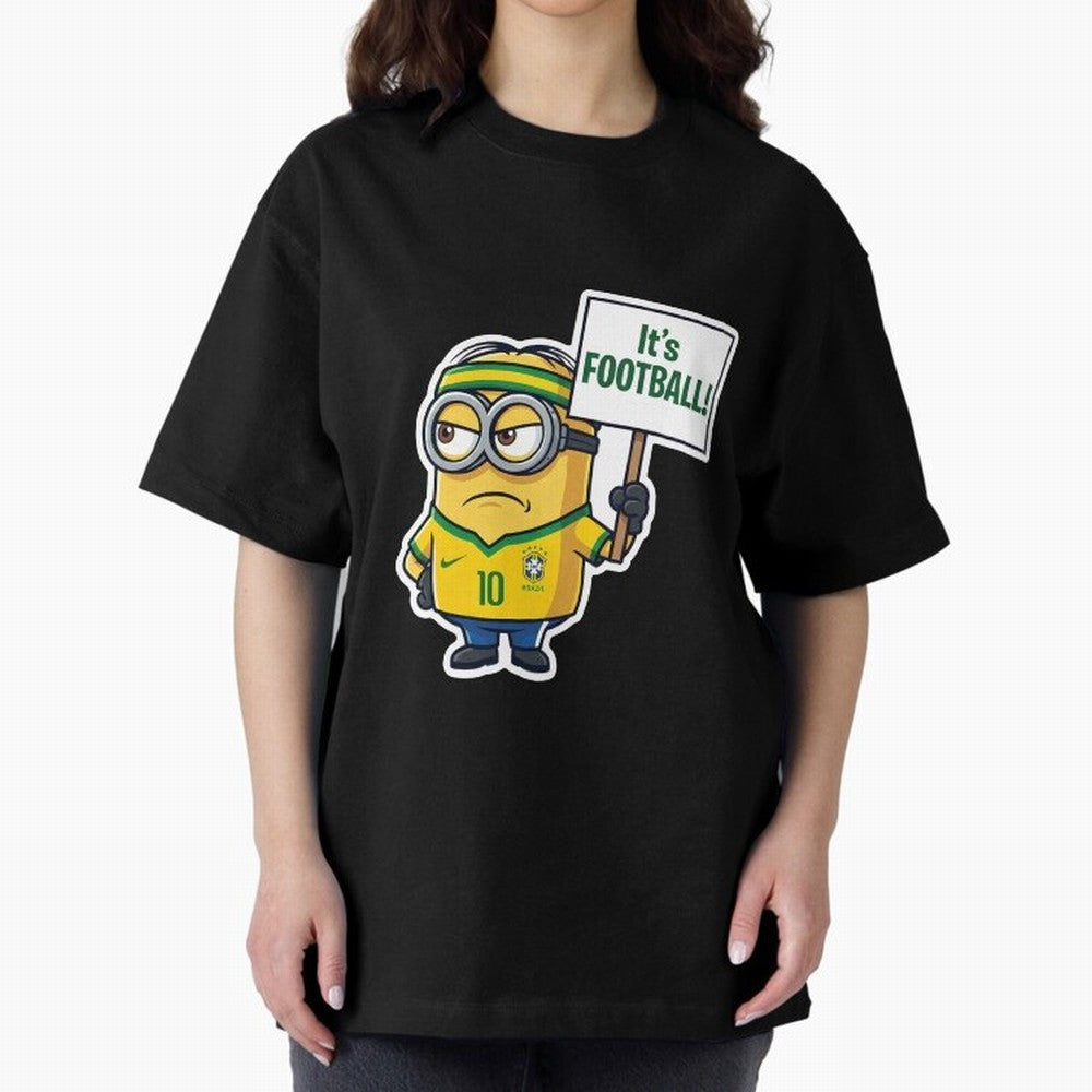 It's Football! - Funny Brazil Soccer Meme (Soccer v Football) v2 Oversized T-Shirt Represent Fans Who Live for Match Day Hype around FIFA World Cup 2026 Group Stage, Messi, Neymar and Mbappe, England, Football Festival Excitement, Trophy Ambitions,