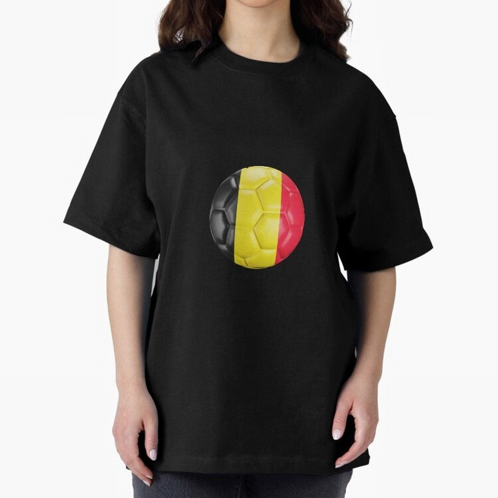 Belgium Football Ball Oversized T-Shirt Enjoy FIFA World Cup 2026 Group Stage for Fans of Haaland and Mbappe and Germany, Bringing Worldwide Fan Energy, Dramatic Goals, Stadium Lights and Championship Celebrations; Perfect for People Who Love