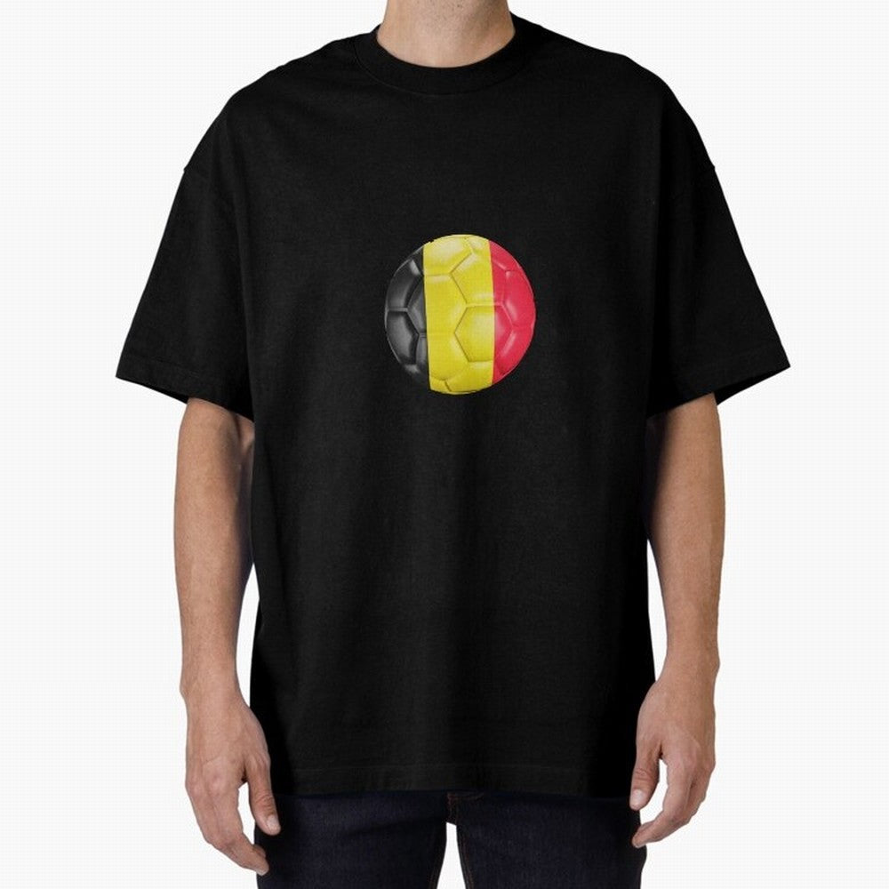Belgium Football Ball Oversized T-Shirt Enjoy FIFA World Cup 2026 Group Stage for Fans of Haaland and Mbappe and Germany, Bringing Worldwide Fan Energy, Dramatic Goals, Stadium Lights and Championship Celebrations; Perfect for People Who Love