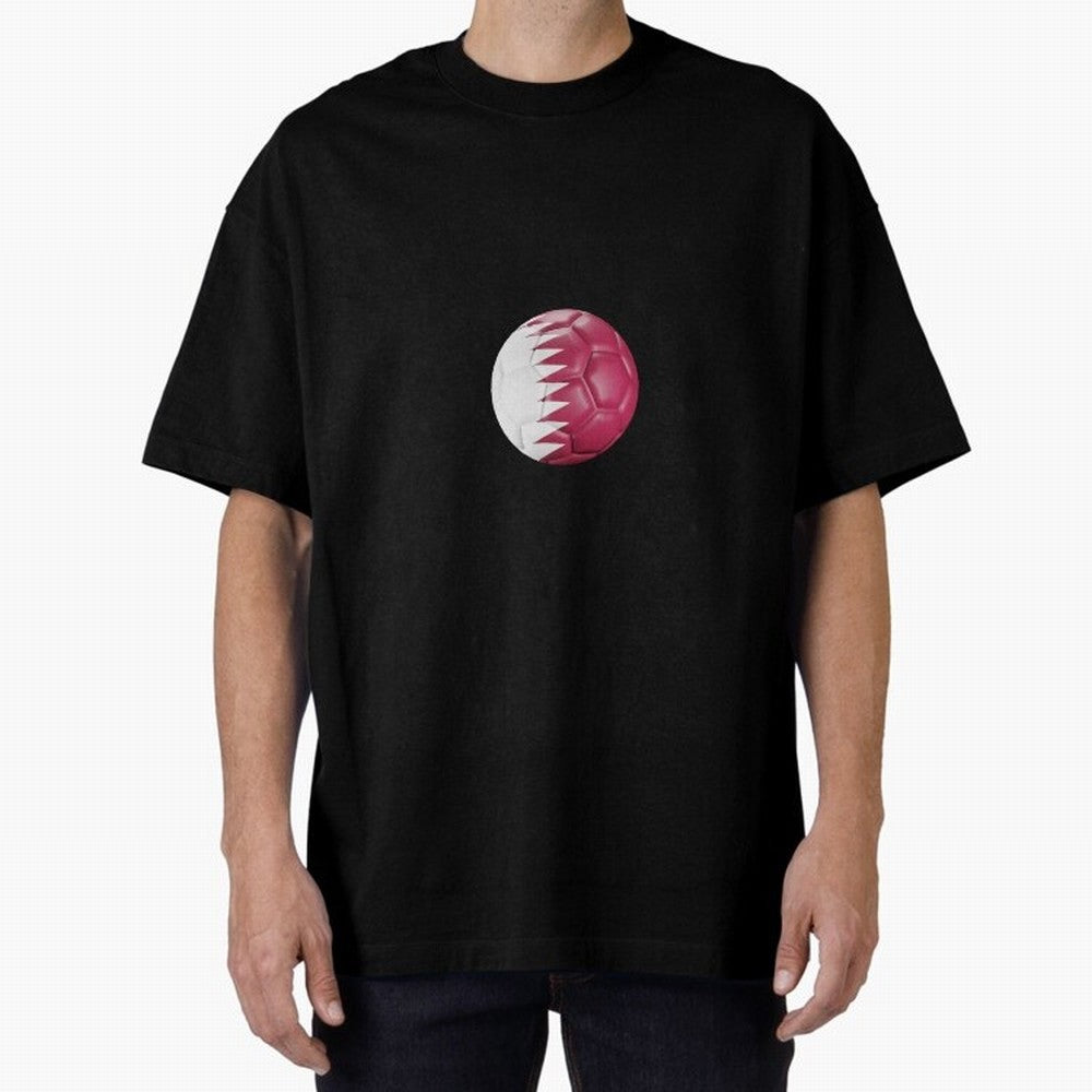 Qatar Flag Ball Oversized T-Shirt Honor Champions and Dreams in the FIFA World Cup 2026 Journey through Mbappe Highlights, Netherlands Pride, Soccer Culture, Superstar Moments, National Team Dreams and Competitive Fire; Ideal for Passionate Fans