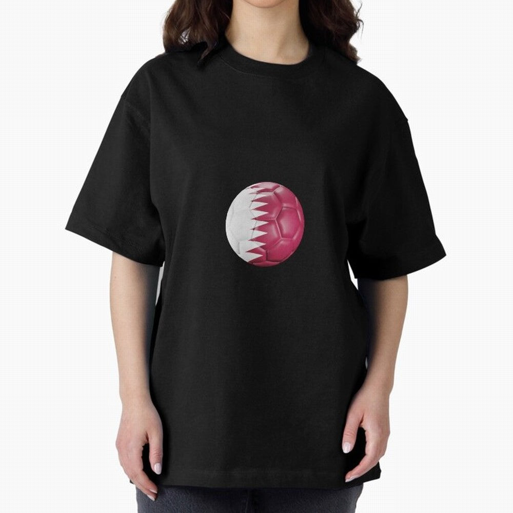 Qatar Flag Ball Oversized T-Shirt Honor Champions and Dreams in the FIFA World Cup 2026 Journey through Mbappe Highlights, Netherlands Pride, Soccer Culture, Superstar Moments, National Team Dreams and Competitive Fire; Ideal for Passionate Fans
