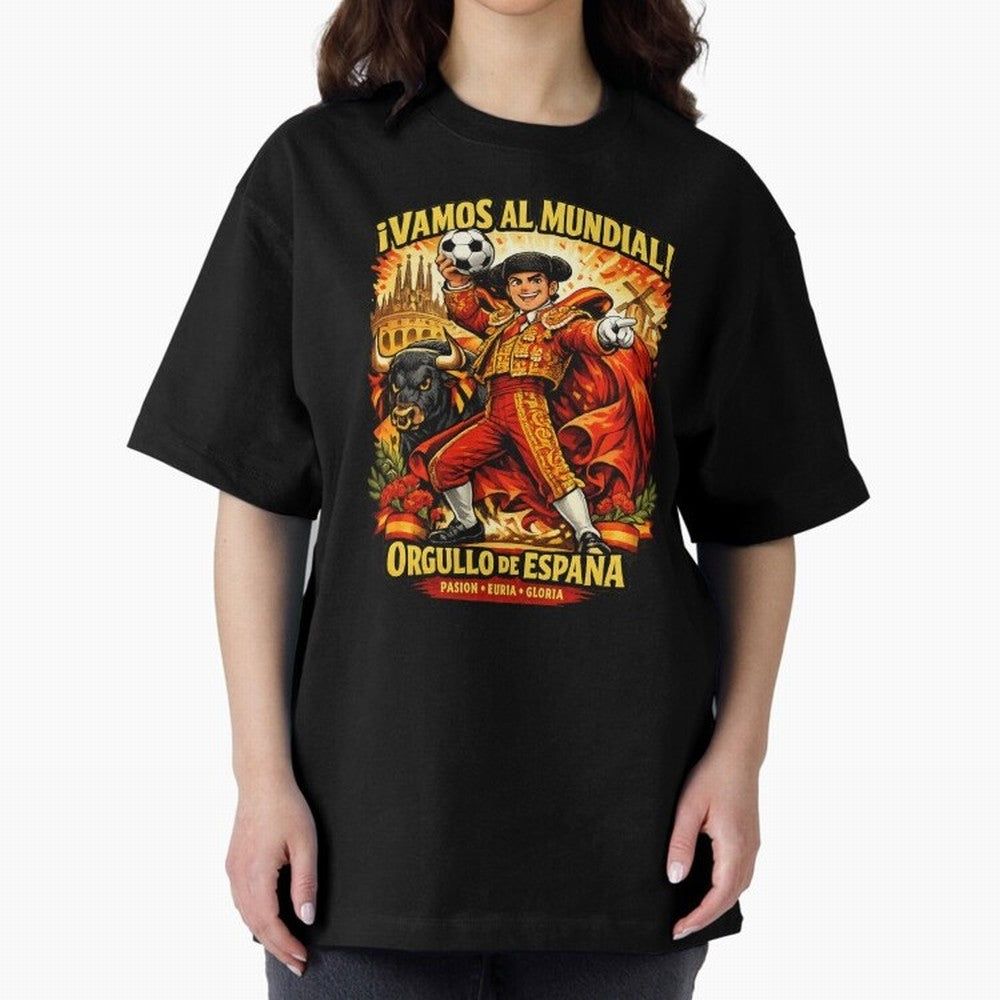 Spain World Cup 2026 Matador Fan Shirt Oversized T-Shirt Wear the Spirit of Global Football Passion for FIFA World Cup 2026 Group Stage, Made for Messi, Germany, Tournament Hype, Historic Matchups, Family Viewing Parties and Global Sports Pride;