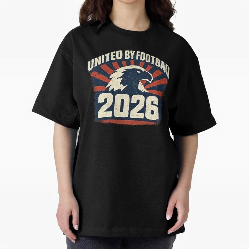 United By Football 2026 Vintage Soccer Fan USA T-Shirt Oversized T-Shirt Bring Retro Soccer Energy to the FIFA World Cup 2026 Journey through Messi, Neymar and Mbappe Highlights, Argentina and Brazil Pride, Fan Favorite Moments, National Team