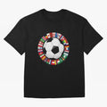 Global Nations Football Circle Art Oversized T-Shirt Celebrate Classic Football Spirit in Global Football Passion for FIFA World Cup 2026, Inspired by Messi, CR7 and Mbappe, Brazil, Portugal and Argentina, Stadium Chants, National Pride, Trophy