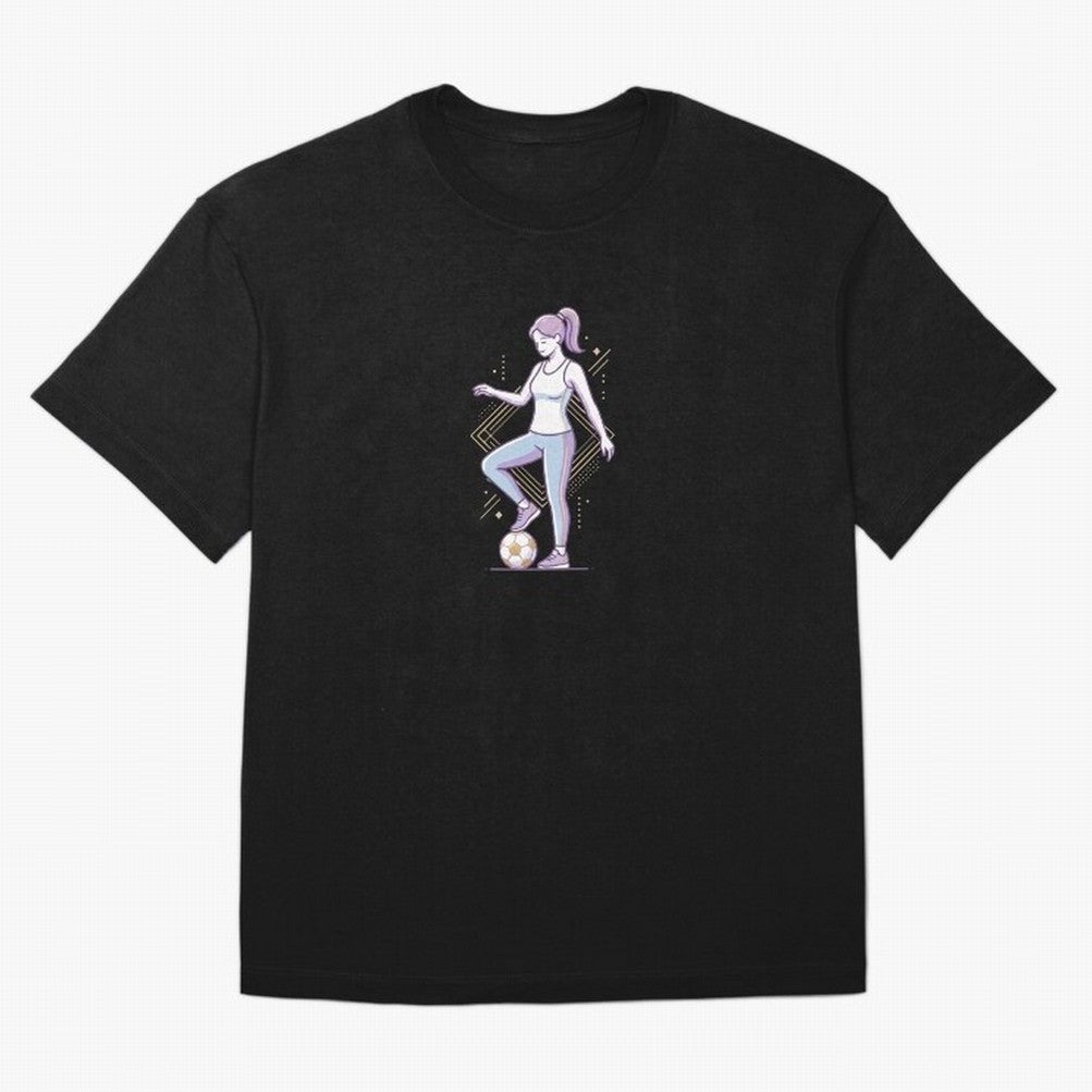 Female Soccer Player Athlete Line Art Oversized T-Shirt Enjoy Global Football Passion for FIFA World Cup 2026 USA Canada Mexico, Highlighting Cristiano Ronaldo, Netherlands, Stadium Chants, National Pride, Trophy Dreams and Unforgettable Football