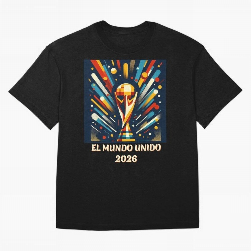 2026 World Cup The United World - Modern Geometric Art Oversized T-Shirt Carry the Dream of FIFA World Cup 2026 for Fans of Messi, CR7 and Mbappe and England, France and Netherlands, Bringing Worldwide Fan Energy, Dramatic Goals, Stadium Lights and