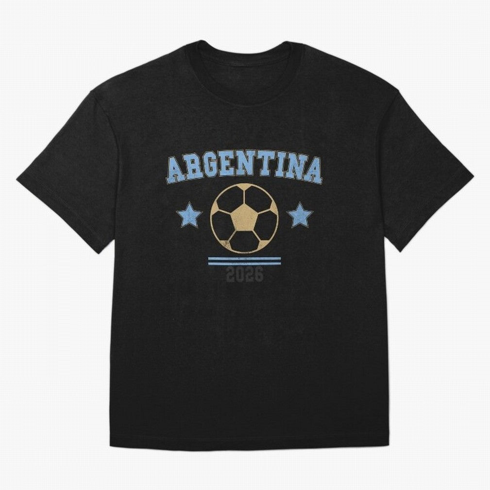 Argentina 2026 ¡ª Vintage Soccer Tee Oversized T-Shirt Spotlight Match Day Hype around FIFA World Cup 2026, Messi, CR7 and Mbappe, England, Championship Spirit, Famous Goals, Roaring Crowds and International Football Unity; Created for Match Day