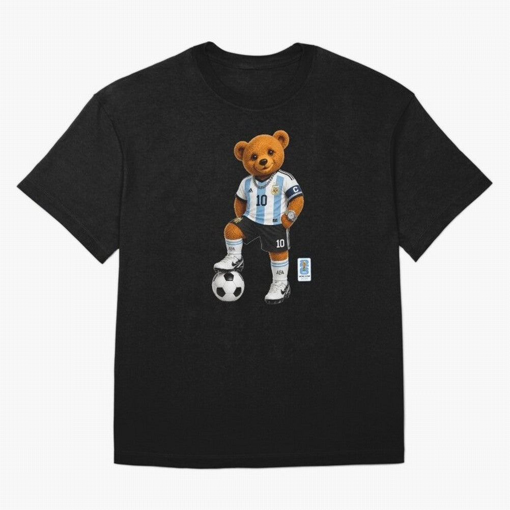 Argentina Soccer Bear World Cup Teddy Bear Oversized T-Shirt Show Fan Pride Across Match Day Hype around FIFA World Cup 2026 Group Stage, Neymar, Haaland and Cristiano Ronaldo, Brazil, Portugal and Argentina, Champion Mindset, Group Stage Buzz,