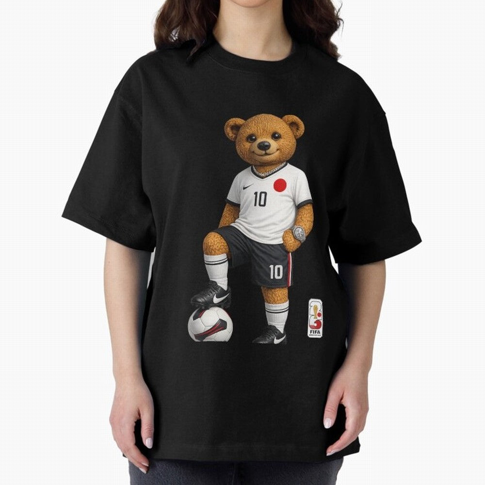 Japan Soccer Bear World Cup Teddy Bear Oversized T-Shirt Show Love for Legendary Goals in FIFA World Cup 2026 USA Canada Mexico Filled with Haaland and Mbappe, Brazil Energy, Football Festival Excitement, Trophy Ambitions, Country Rivalries and