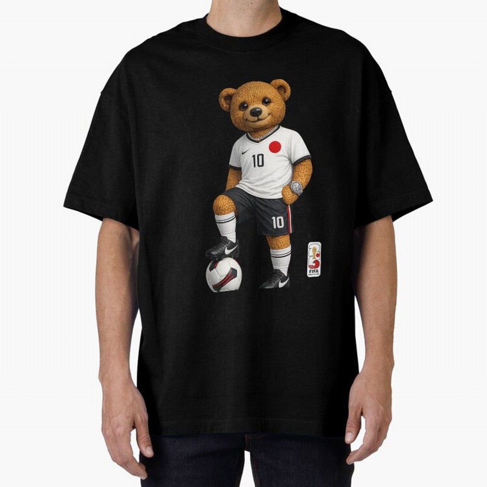 Japan Soccer Bear World Cup Teddy Bear Oversized T-Shirt Show Love for Legendary Goals in FIFA World Cup 2026 USA Canada Mexico Filled with Haaland and Mbappe, Brazil Energy, Football Festival Excitement, Trophy Ambitions, Country Rivalries and