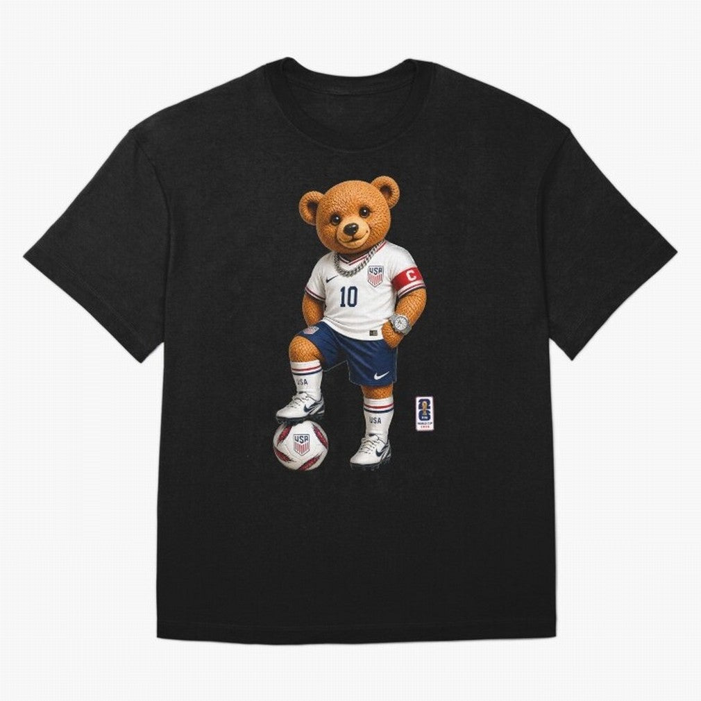 USA Soccer Bear World Cup 2026 Teddy Bear Oversized T-Shirt Follow Every Goal of FIFA World Cup 2026 Group Stage for Fans of Haaland and Mbappe and Brazil, Portugal and Argentina, Bringing Goal Celebration Energy, Supporter Heritage, Football Icons