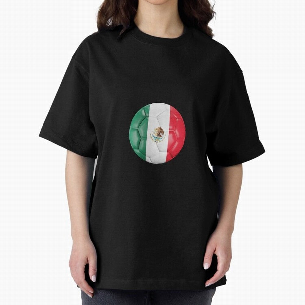 Mexico Football Oversized T-Shirt Enjoy the Biggest Football Party of Global Football Passion for FIFA World Cup 2026 Group Stage, Celebrating CR7 and Messi, Argentina, France and Brazil, Classic Soccer Heritage, Championship Pressure, Fan Loyalty