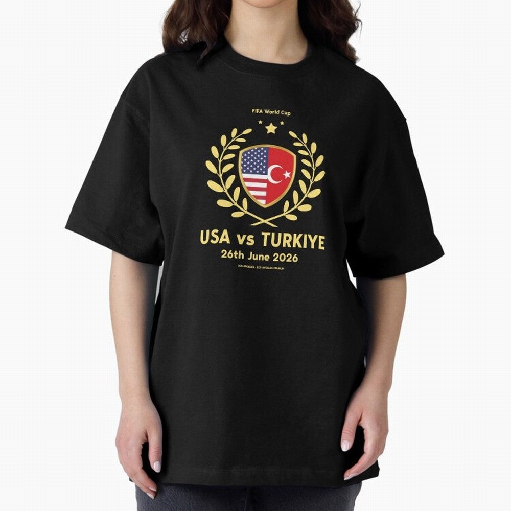 Copy of FIFA World Cup - USA v Turkiye Oversized T-Shirt Wear the Spirit of Global Football Passion for FIFA World Cup 2026 Group Stage, Highlighting Messi, Neymar and Mbappe, England, France and Netherlands, Fan Favorite Moments, National Team