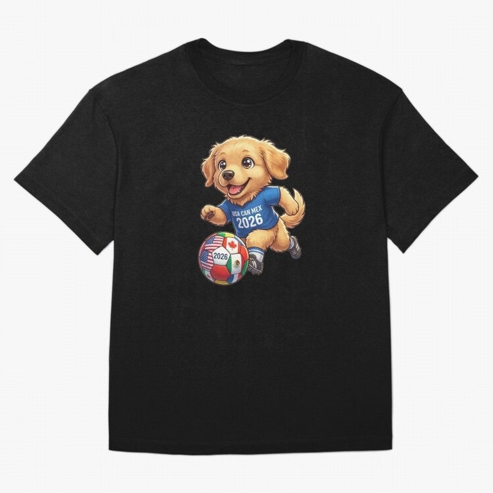 Golden Retriever Soccer Champ - World Cup 2026 Spirit Oversized T-Shirt Get Ready for Global Football Passion for FIFA World Cup 2026, Highlighting Mbappe, France, Sports Nostalgia, International Competition, Famous Players and Unforgettable