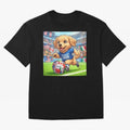 Golden Retriever Soccer Champ - World Cup 2026 Spirit Oversized T-Shirt Create the FIFA World Cup 2026 USA Canada Mexico Journey through Messi, CR7 and Mbappe Highlights, Argentina, France and Brazil Pride, Match Day Excitement, Supporter Culture,