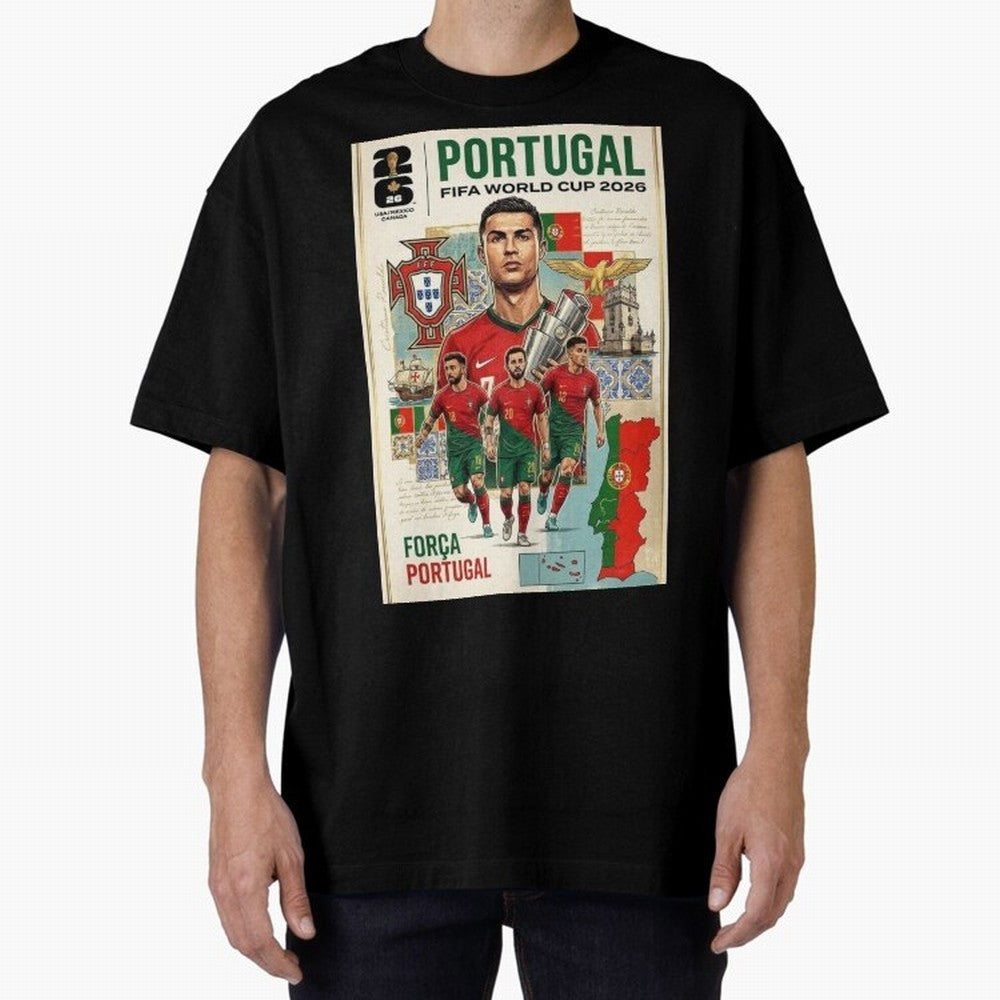Portugal 2026 ¨C In Search of Glory Oversized T-Shirt Celebrate Fan Favorites in FIFA World Cup 2026 Spirit, Made for Argentina, France and Brazil, Messi, Game Day Rituals, Football Legends, Country Pride and the Road to the Final; Perfect for