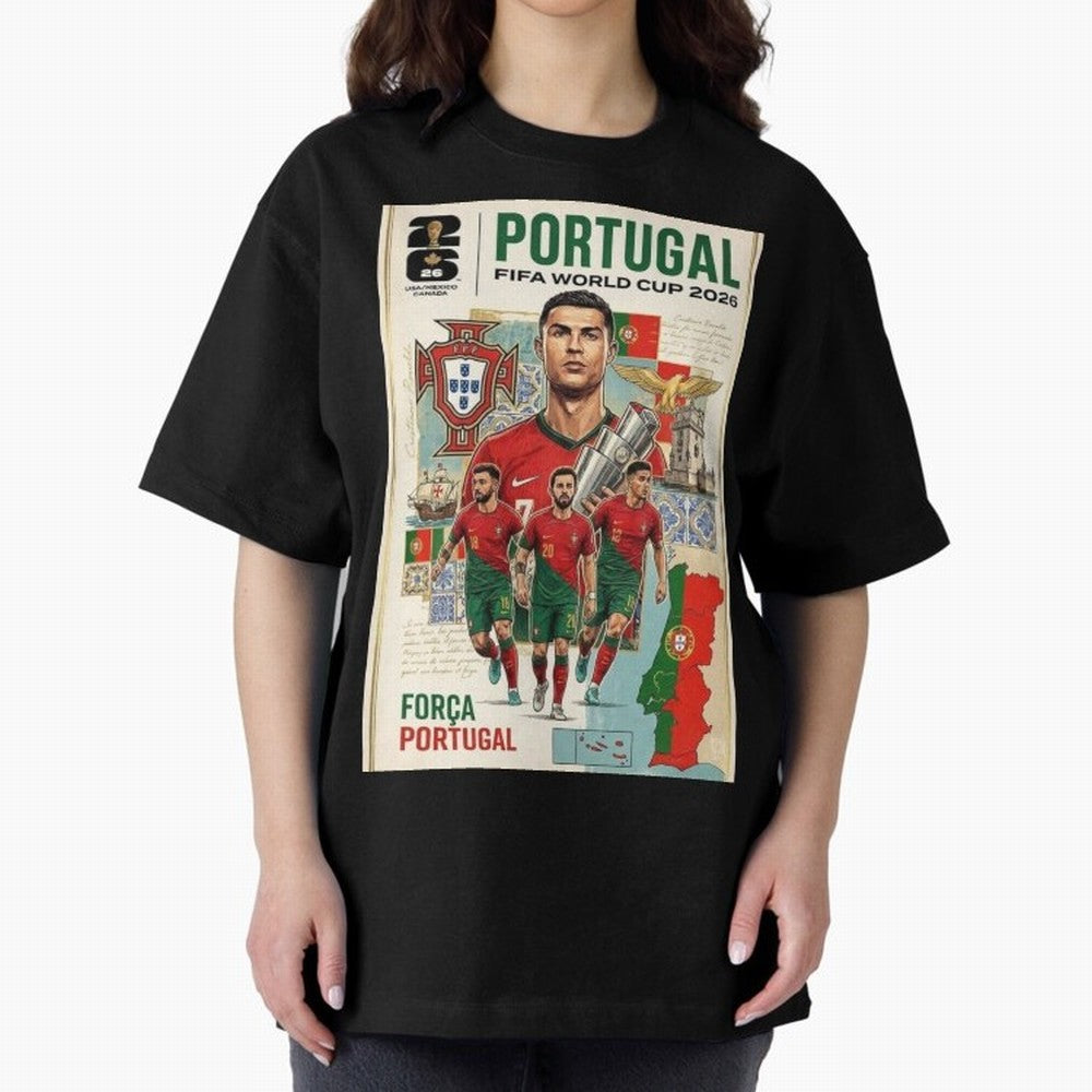 Portugal 2026 ¨C In Search of Glory Oversized T-Shirt Celebrate Fan Favorites in FIFA World Cup 2026 Spirit, Made for Argentina, France and Brazil, Messi, Game Day Rituals, Football Legends, Country Pride and the Road to the Final; Perfect for