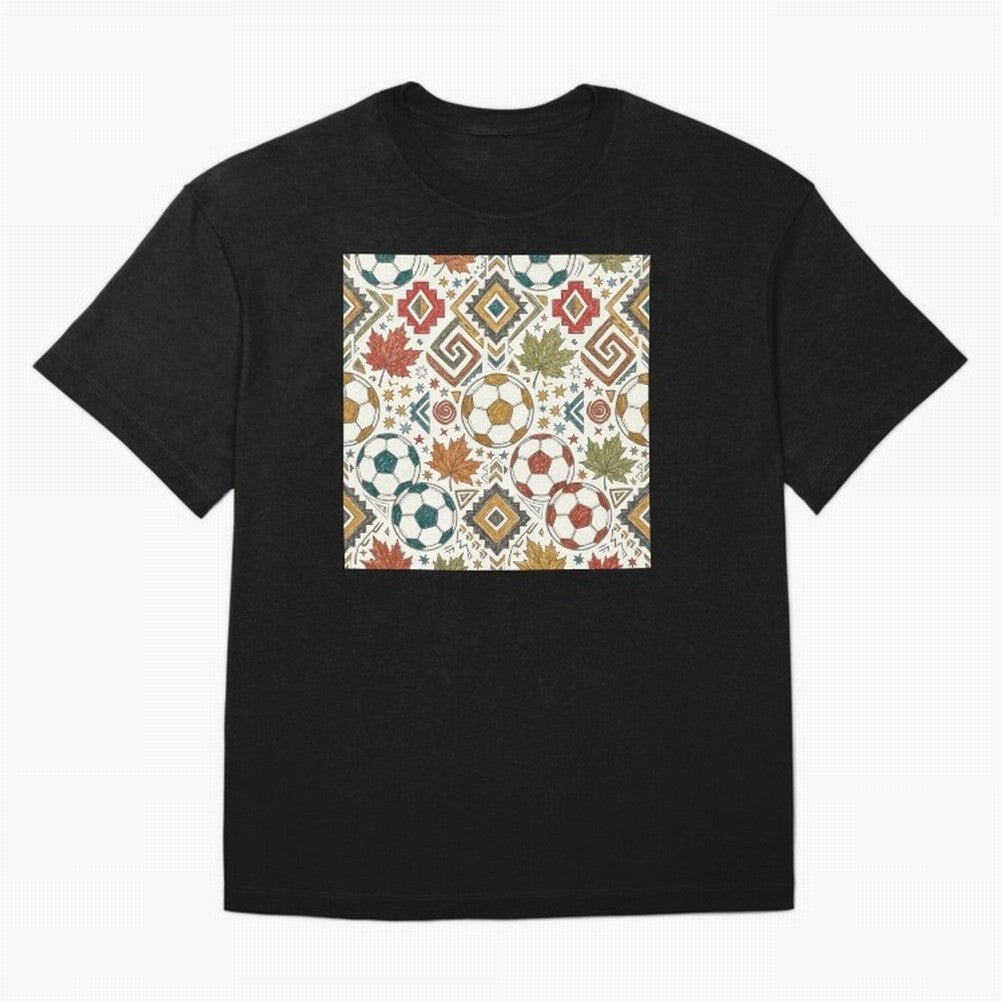 2026 World Cup Unity: Aztec & Maple Soccer Pattern Oversized T-Shirt Feel International Energy from Match Day Hype around FIFA World Cup 2026, CR7, Argentina and Brazil, Supporter Pride, Iconic Celebrations, Legendary Names and Global Match Day