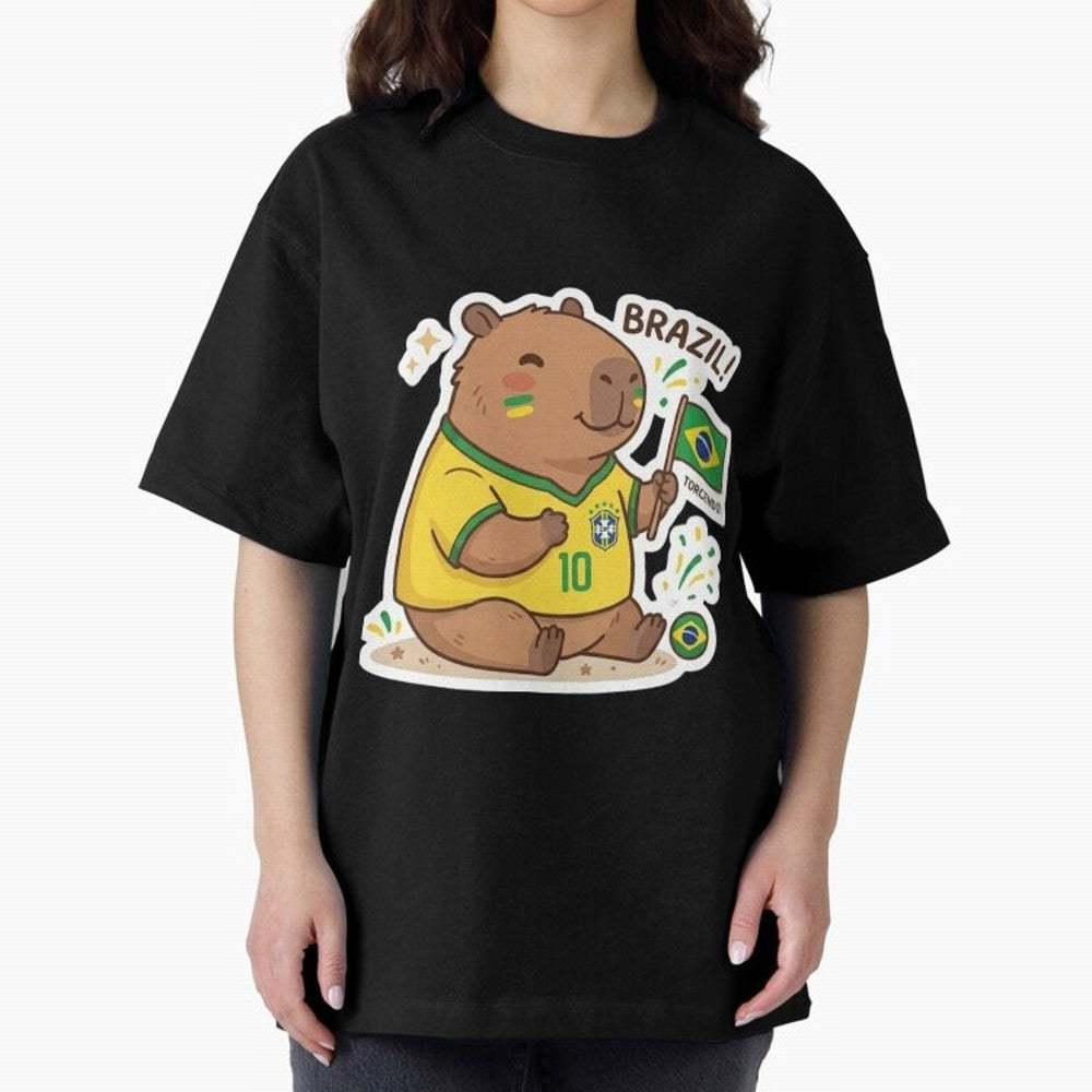 Capivara Torcedora Oversized T-Shirt Bring Bold Fan Energy to Global Football Passion for FIFA World Cup 2026 USA Canada Mexico, Made for Mbappe and Neymar, Spain, Classic Soccer Heritage, Championship Pressure, Fan Loyalty and International Pride;