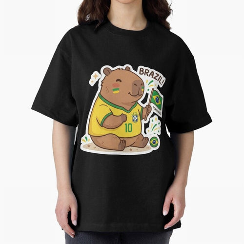 Capivara Torcedora Oversized T-Shirt Bring Bold Fan Energy to Global Football Passion for FIFA World Cup 2026 USA Canada Mexico, Made for Mbappe and Neymar, Spain, Classic Soccer Heritage, Championship Pressure, Fan Loyalty and International Pride;