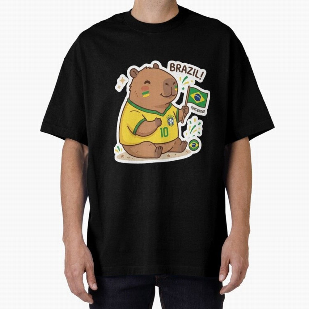 Capivara Torcedora Oversized T-Shirt Bring Bold Fan Energy to Global Football Passion for FIFA World Cup 2026 USA Canada Mexico, Made for Mbappe and Neymar, Spain, Classic Soccer Heritage, Championship Pressure, Fan Loyalty and International Pride;