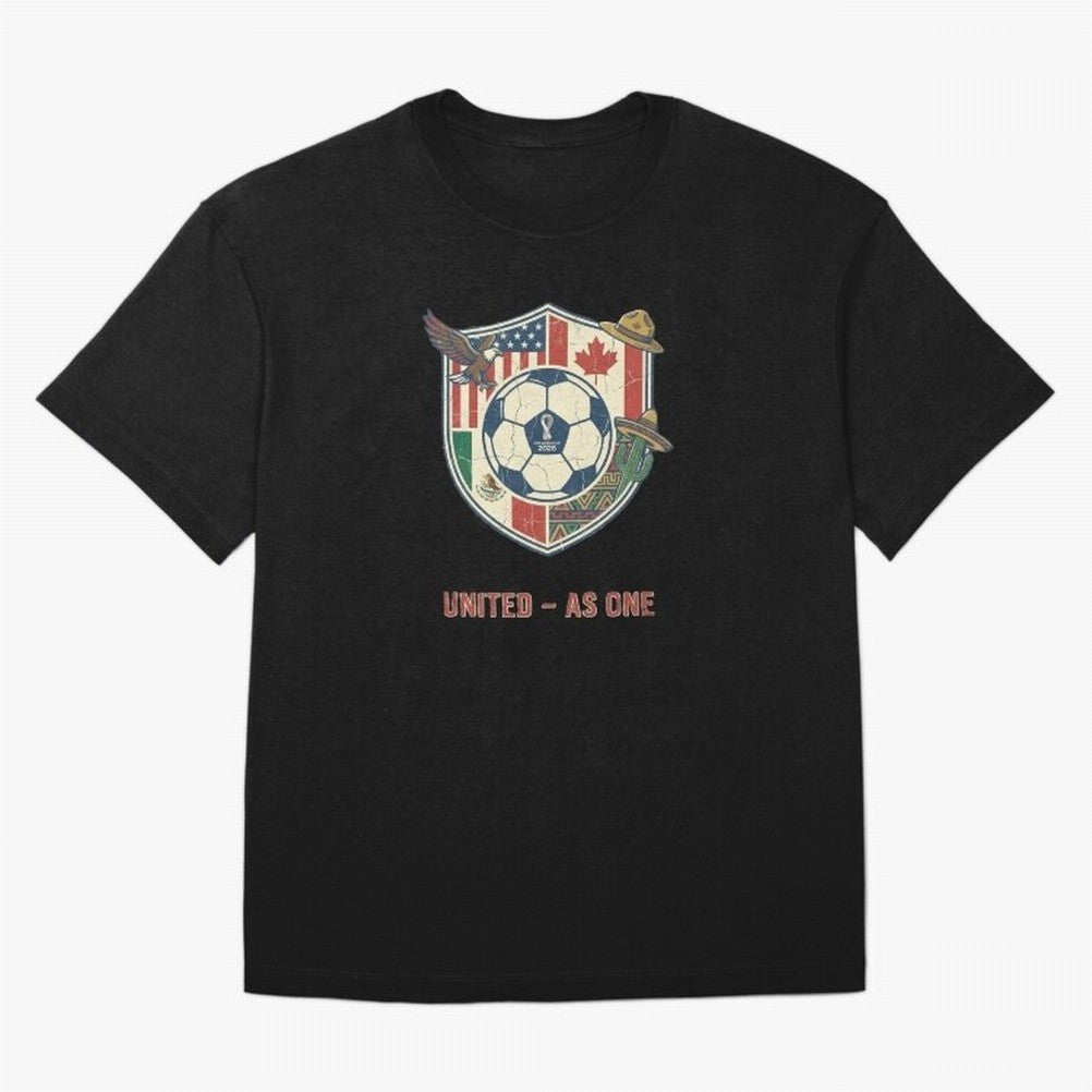 North America United Soccer 2026 Vintage Crest Oversized T-Shirt Follow the Final Road of FIFA World Cup 2026 Group Stage for Fans of Haaland and Mbappe and Argentina and Brazil, Bringing Stadium Chants, National Pride, Trophy Dreams and