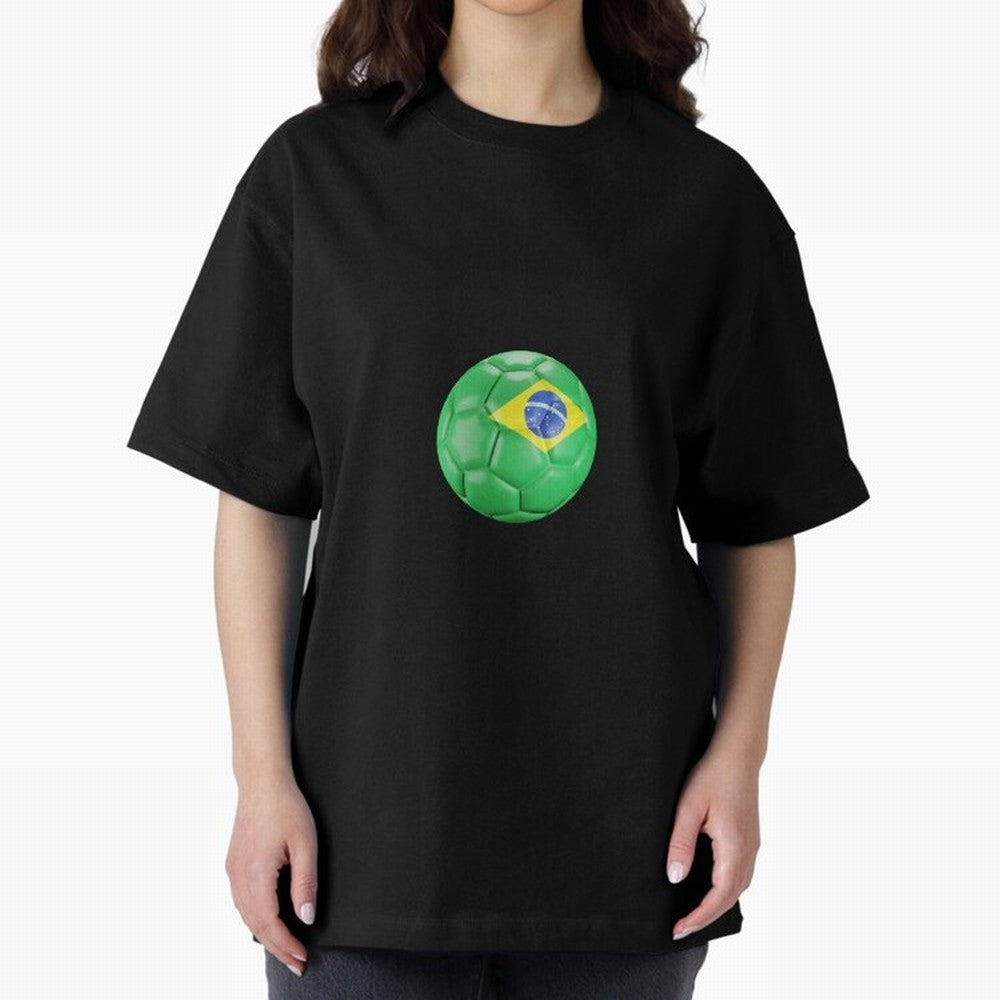 Brazil Oversized T-Shirt Mark FIFA World Cup 2026 Spirit, Centered on Brazil, Portugal and Argentina, Cristiano Ronaldo, Haaland and CR7, Sports Nostalgia, International Competition, Famous Players and Unforgettable Victories; Perfect for Fans,