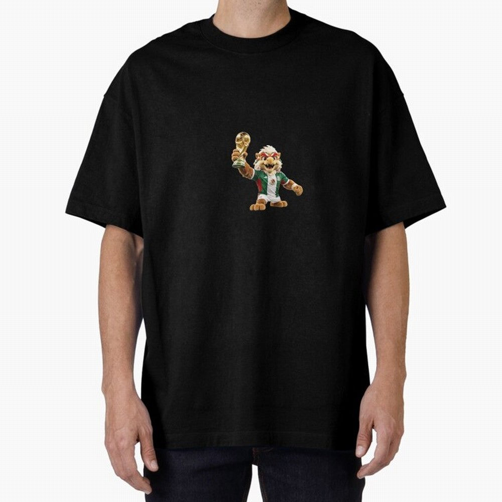 Mexico Soccer Mascot Champion - Mexican Football Victory Trophy 2026 Oversized T-Shirt Follow Every Goal of Match Day Hype around FIFA World Cup 2026, CR7, England, France and Netherlands, Retro Football Energy, Iconic Rivalries, Trophy Chase Drama