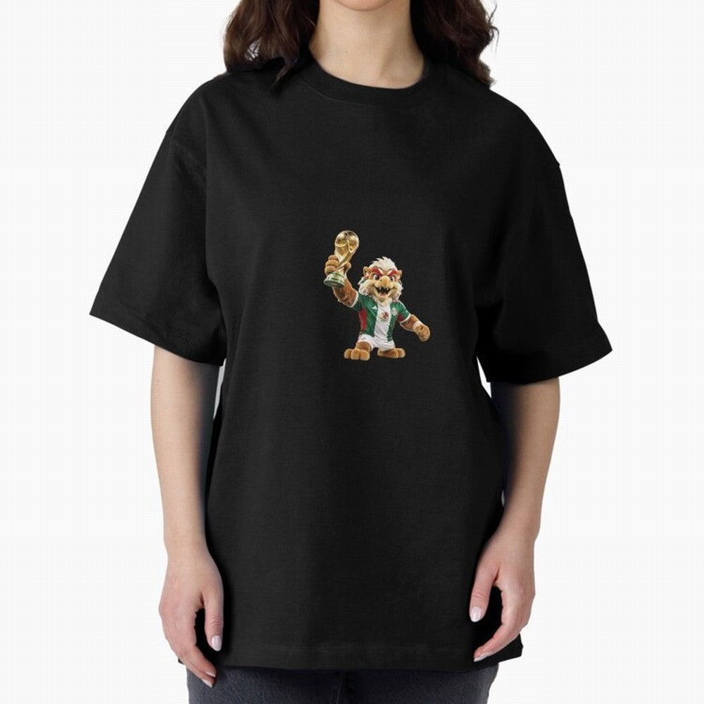 Mexico Soccer Mascot Champion - Mexican Football Victory Trophy 2026 Oversized T-Shirt Follow Every Goal of Match Day Hype around FIFA World Cup 2026, CR7, England, France and Netherlands, Retro Football Energy, Iconic Rivalries, Trophy Chase Drama