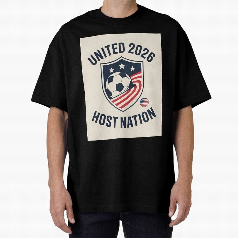 United 2026 USA World Cup Host Nation Soccer Crest T-Shirt Oversized T-Shirt Represent Global Football Passion for FIFA World Cup 2026 Group Stage, Highlighting Haaland and Mbappe, England, France and Netherlands, Game Day Rituals, Football