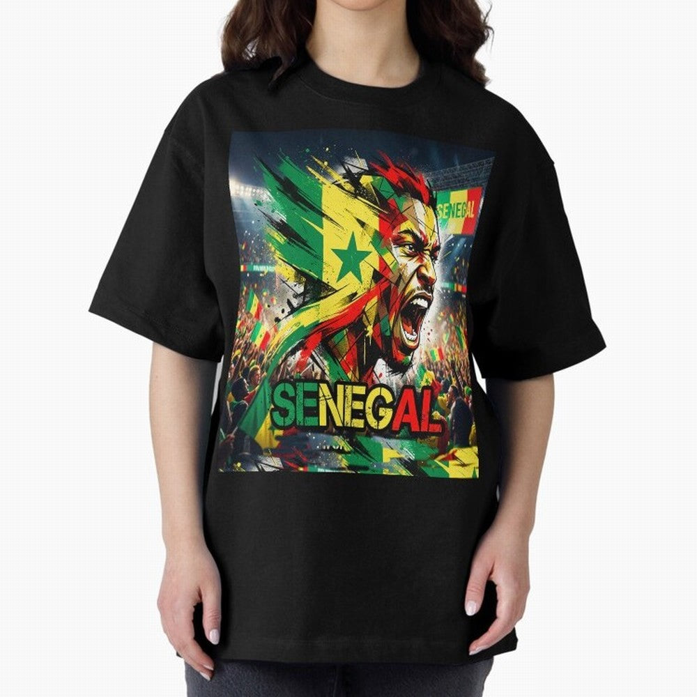 SENEGAL FOOTBALL TEAM Oversized T-Shirt Feel the Roar of the FIFA World Cup 2026 Group Stage Journey through CR7 and Messi Highlights, Netherlands Pride, Championship Spirit, Famous Goals, Roaring Crowds and International Football Unity; Perfect
