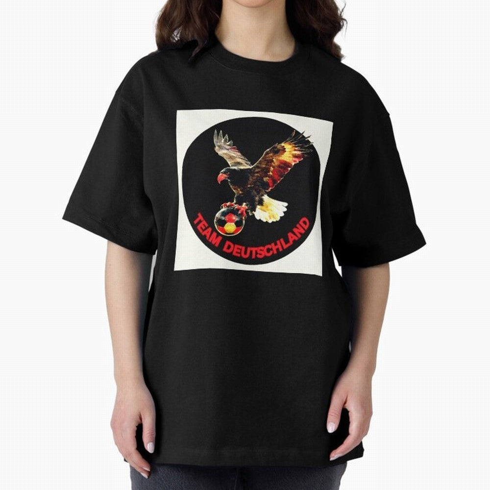 Eagle motif TEAM Germany Oversized T-Shirt Show Your Tournament Heart for FIFA World Cup 2026 Spirit, Inspired by Germany, Cristiano Ronaldo, Haaland and CR7, Championship Spirit, Famous Goals, Roaring Crowds and International Football Unity; Made