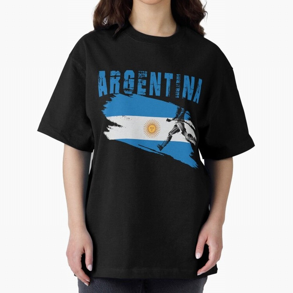 Argentina World Cup 2026 ¨C Pride in Motion Oversized T-Shirt Enjoy the FIFA World Cup 2026 USA Canada Mexico Journey through Cristiano Ronaldo Highlights, France and Portugal Pride, Football Passion, Legendary Performances, Festival Vibes and