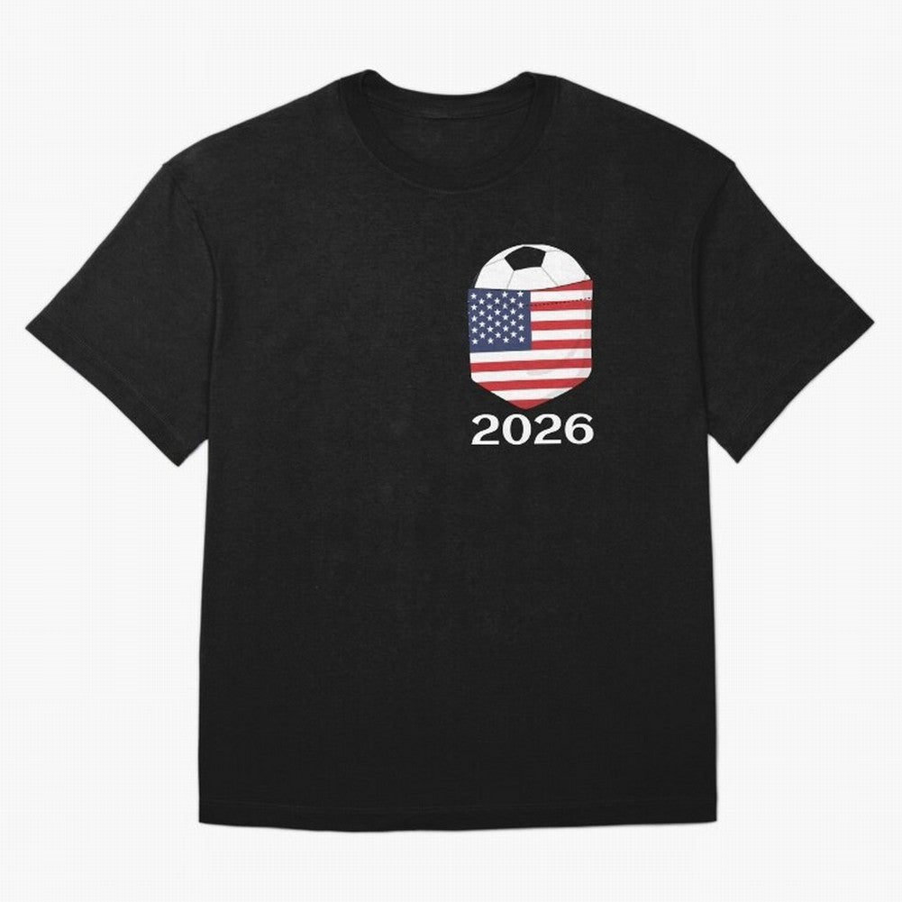 Soccer 2026 USA in the breast pocket Oversized T-Shirt Upgrade the FIFA World Cup 2026 Group Stage Journey through Messi Highlights, France and Portugal Pride, Classic Soccer Heritage, Championship Pressure, Fan Loyalty and International Pride;