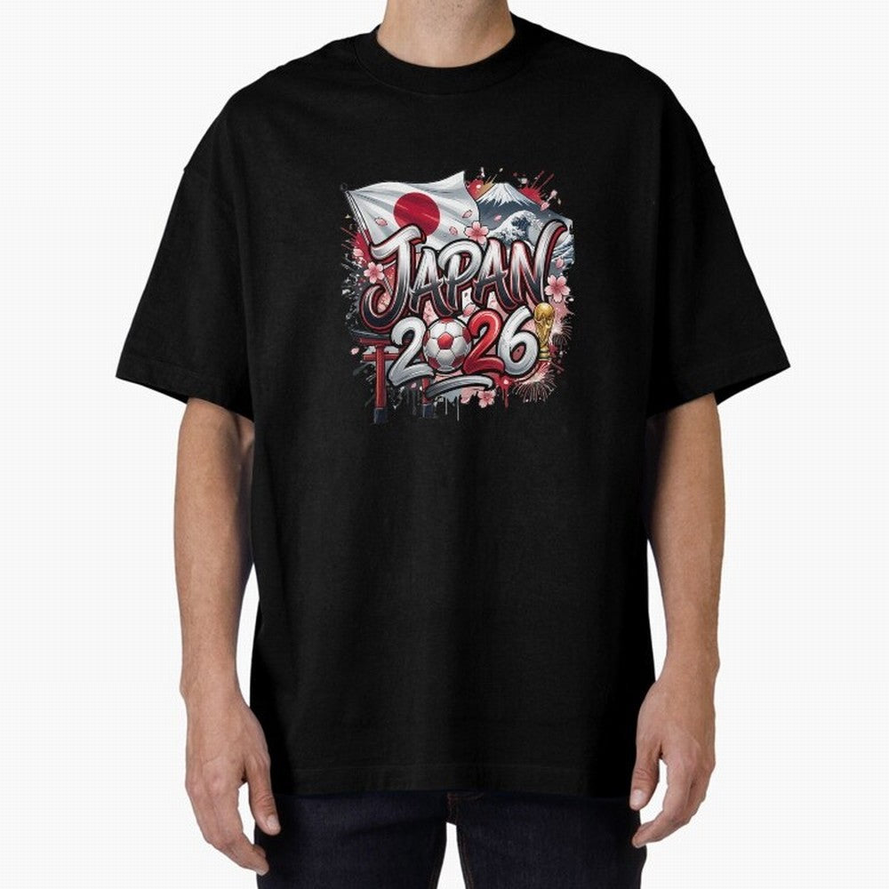 Japan World Cup 2026 Football Legacy Oversized T-Shirt Celebrate Soccer Greatness during FIFA World Cup 2026 USA Canada Mexico for Fans of Mbappe and England, France and Netherlands, Bringing Goal Celebration Energy, Supporter Heritage, Football