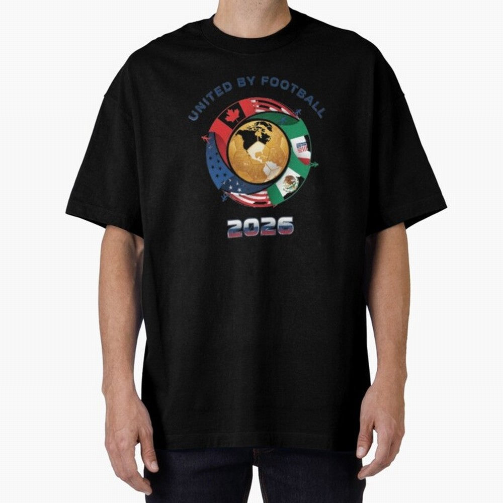 Connected Network Soccer Ball World Cup 2026 Concept Oversized T-Shirt Relive Legendary Nights from the FIFA World Cup 2026 USA Canada Mexico Journey through Messi and Cristiano Ronaldo Highlights, England Pride, Game Day Rituals, Football Legends,