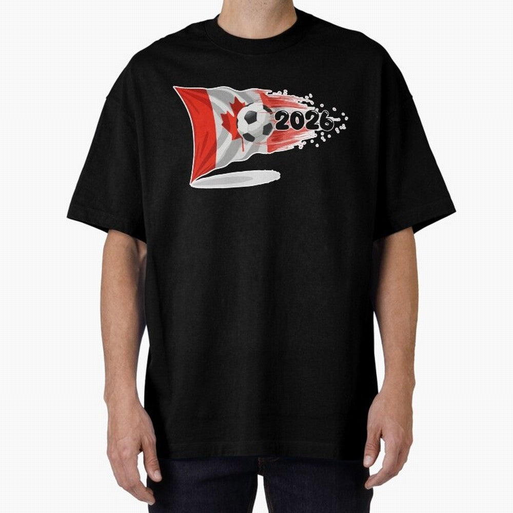 2026 Soccer World Cup Canada Flag T-Shirt | Dynamic Football Fan Tee Oversized T-Shirt Cheer for the FIFA World Cup 2026 Group Stage Journey through Cristiano Ronaldo Highlights, Argentina Pride, Sports Nostalgia, International Competition, Famous