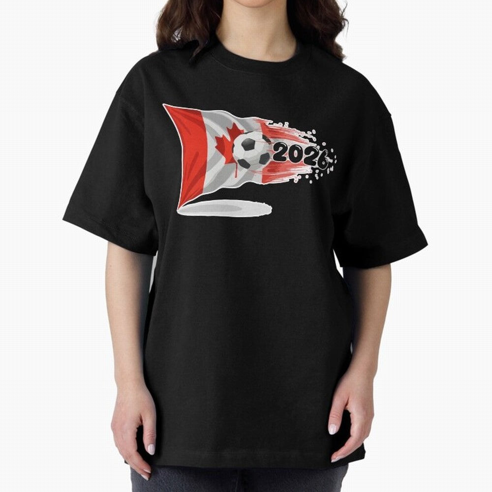 2026 Soccer World Cup Canada Flag T-Shirt | Dynamic Football Fan Tee Oversized T-Shirt Cheer for the FIFA World Cup 2026 Group Stage Journey through Cristiano Ronaldo Highlights, Argentina Pride, Sports Nostalgia, International Competition, Famous