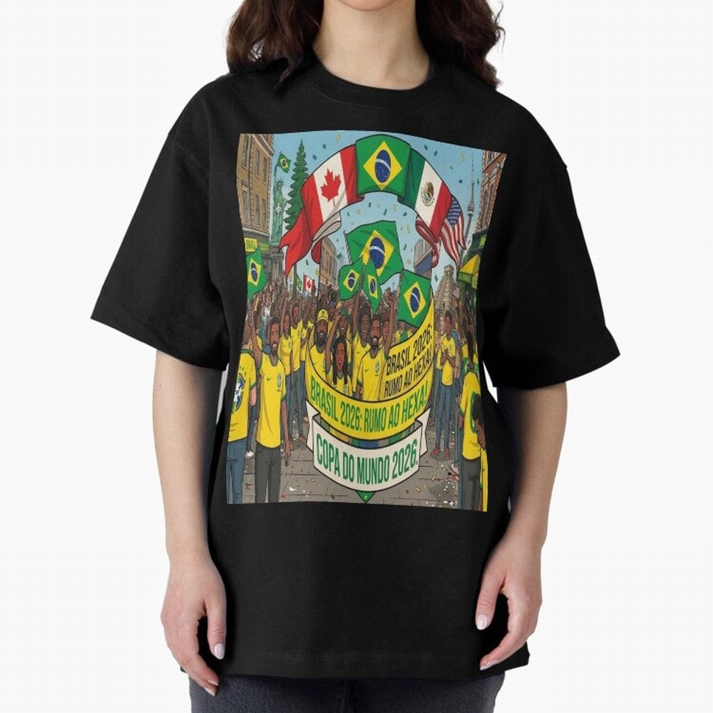 Brazil World Cup 2026 Oversized T-Shirt Carry FIFA World Cup 2026 for Fans of Haaland and France and Portugal, Bringing Soccer Culture, Superstar Moments, National Team Dreams and Competitive Fire; Made for Die Hard Supporters, Soccer Lovers, Game