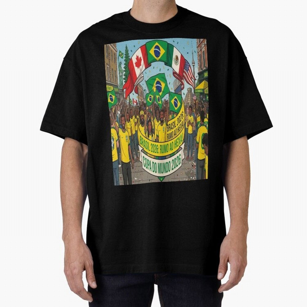 Brazil World Cup 2026 Oversized T-Shirt Carry FIFA World Cup 2026 for Fans of Haaland and France and Portugal, Bringing Soccer Culture, Superstar Moments, National Team Dreams and Competitive Fire; Made for Die Hard Supporters, Soccer Lovers, Game